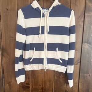 Pink Rose Navy and Cream Striped Hoodie